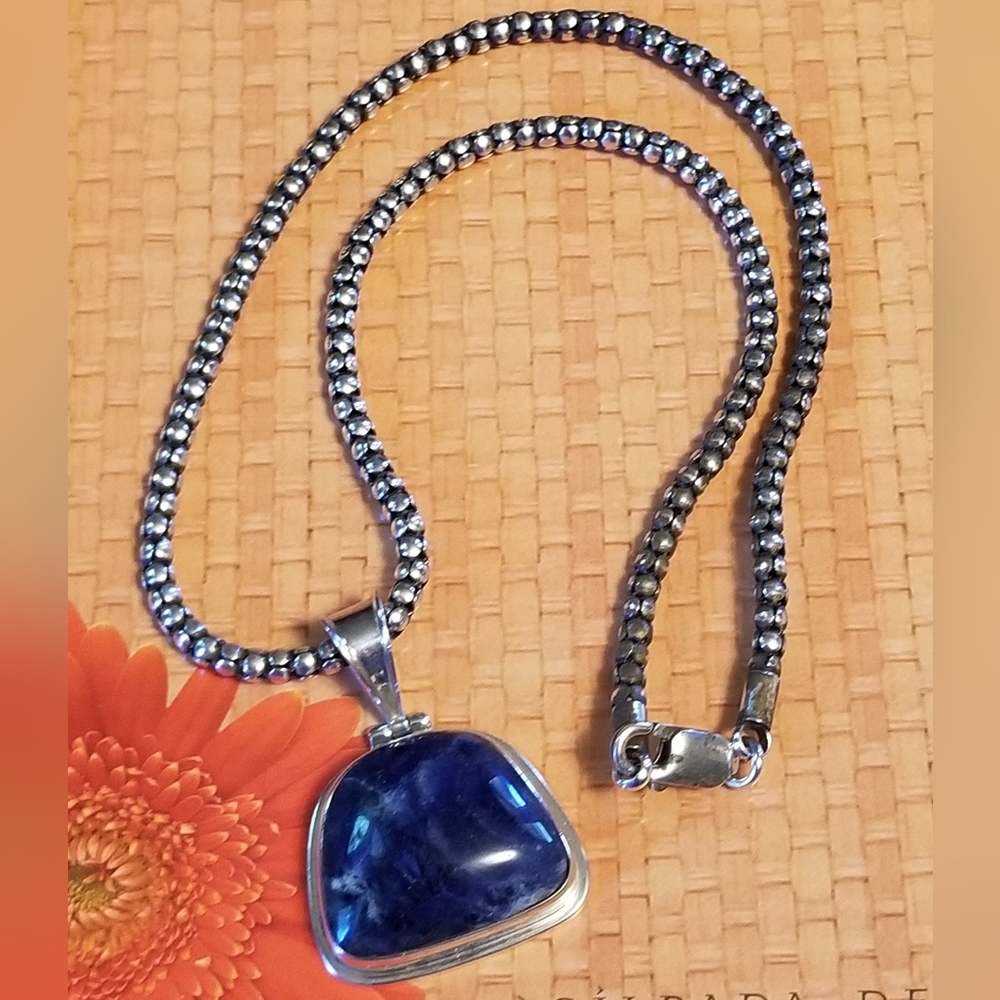 Silpada Sterling Silver & Sodalite Necklace & Pendant Set